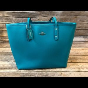 Coach City Zip Tote- Turquoise (New with Tags)